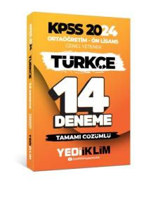 Yediiklim Yayınları 2024 KPSS Ortaöğretim - Ön Lisans Genel Yetenek Türkçe 14 Deneme Tamamı Çözümlü