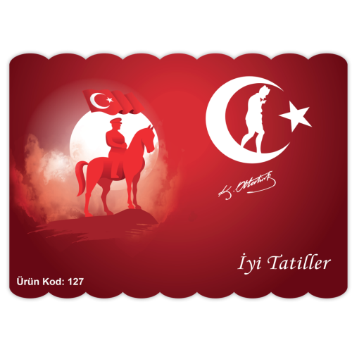 Karne Kılıfı Güneşte Atlı Atatürk -  Ürün Kodu : 127