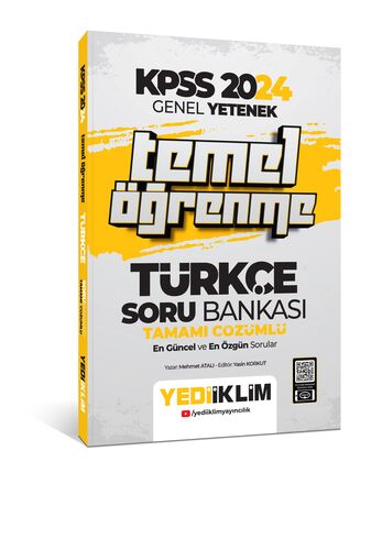 Yediiklim Yayınları 2024 Genel Yetenek Türkçe Temel Öğrenme Tamamı Çözümlü Soru Bankası