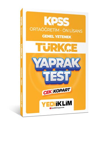 Yediiklim Yayınları 2024 KPSS Ortaöğretim - Ön Lisans Genel Yetenek Türkçe Çek Kopart Yaprak Test