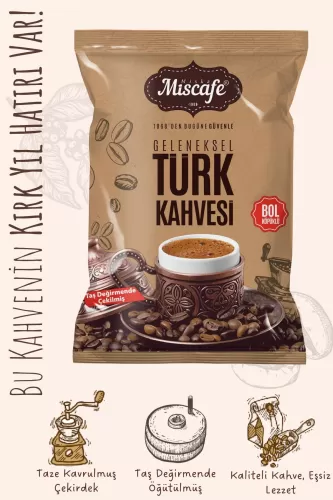 Türk Kahvesi, Taş Değirmende Öğütülmüş, %100 Arabica, 100 Gr. (8 PAKET