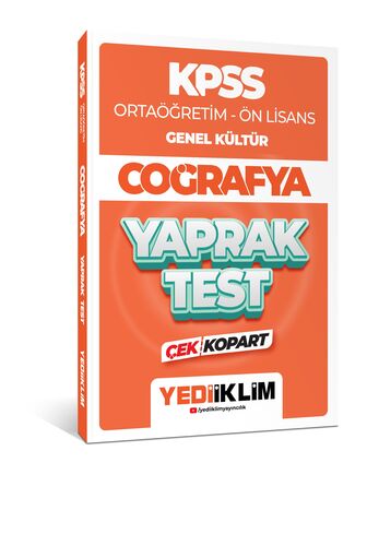 Yediiklim Yayınları 2024 KPSS Ortaöğretim - Ön Lisans Genel Kültür Coğrafya Çek Kopart Yaprak Test