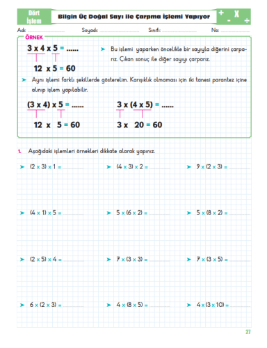 Bilgin Çocuk Dört İşlem Yapıyor Matematik Kitabı 4. Sınıf