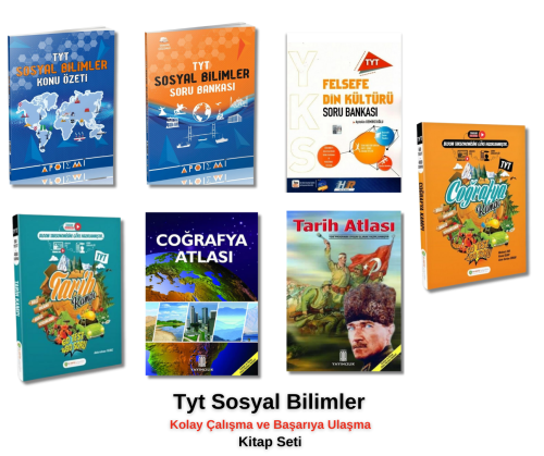 Tyt Sosyal Bilimler Kolay Çalışma ve Başarıya Ulaşma Soru Bankası Kitap Seti ( 7 Kitap)