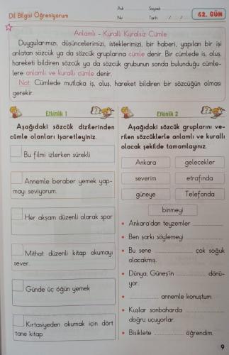 Bilgin Çocuk 2. Sınıf Gün Gün Türkçe 2. Kitap